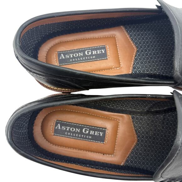 Aston Grey Salkin Black Leather Upper Round Toe Loafer Mens 13 Dress Shoes